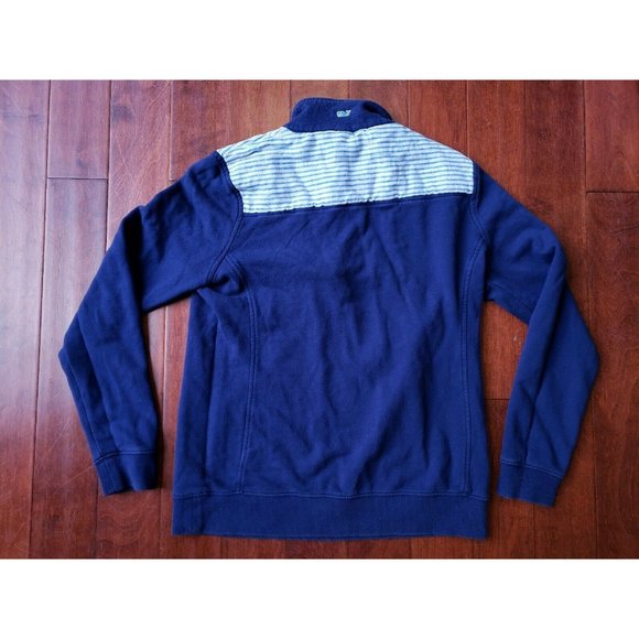 Vineyard Vines Womens Navy Blue & Stripe 1/4 Zip Pullover Shep Sweatshirt Small - Picture 7 of 12